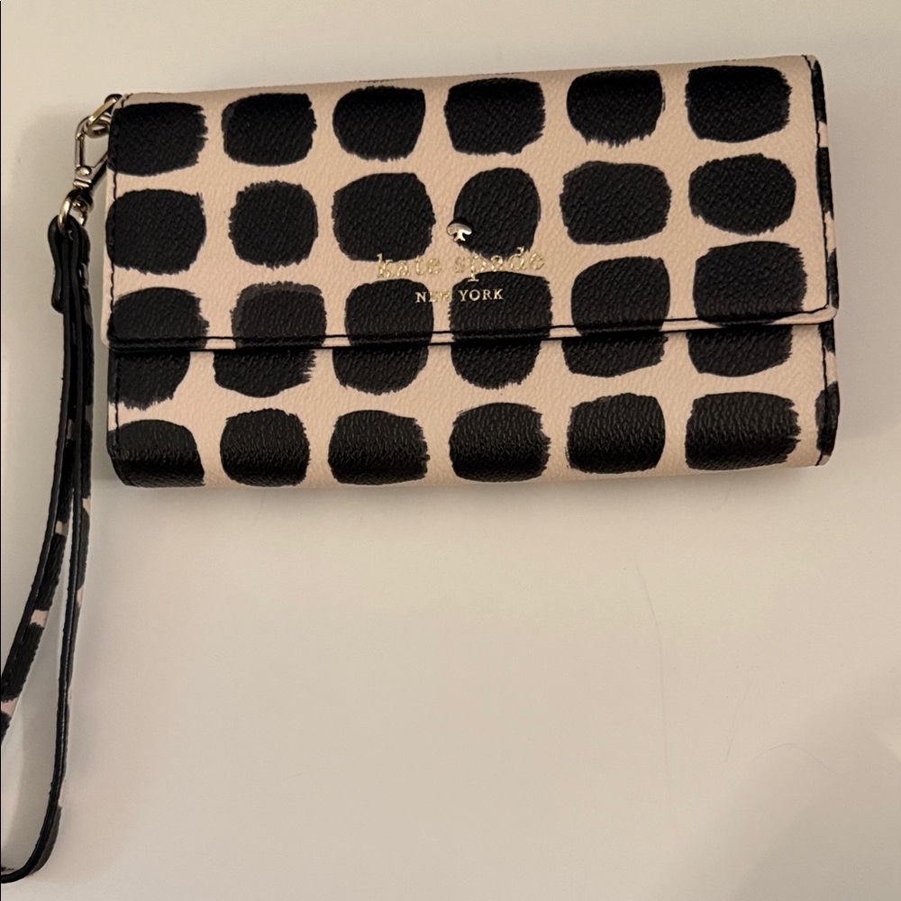 kate spade Black Dot Pattern Wristlet Clutch